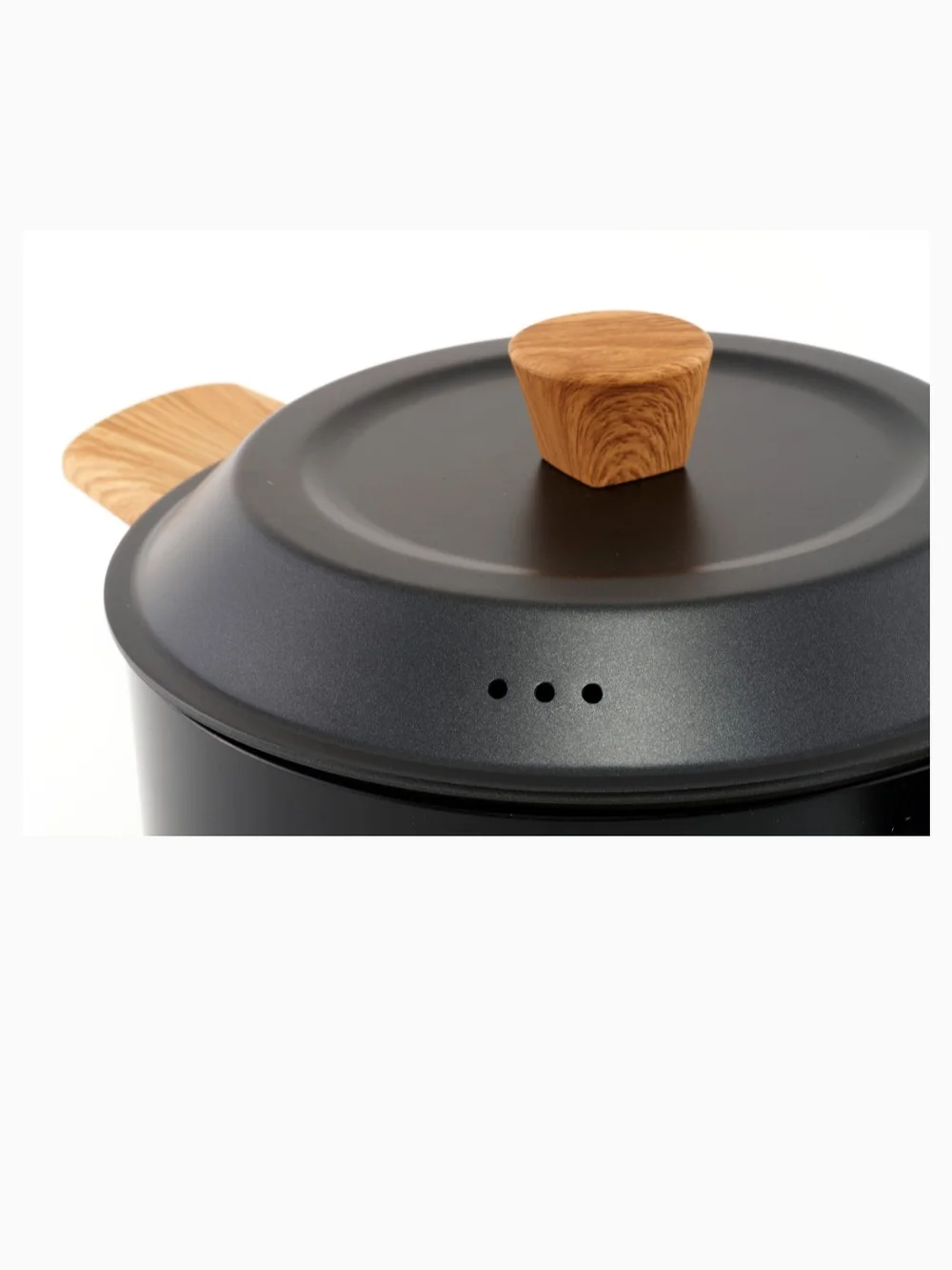 Black Nonstick Stock Pot with Wood-Effect Handles